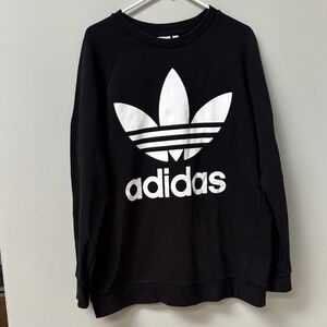 Adidas Men's Black Crewneck Sweatshirt with Trefoil logo